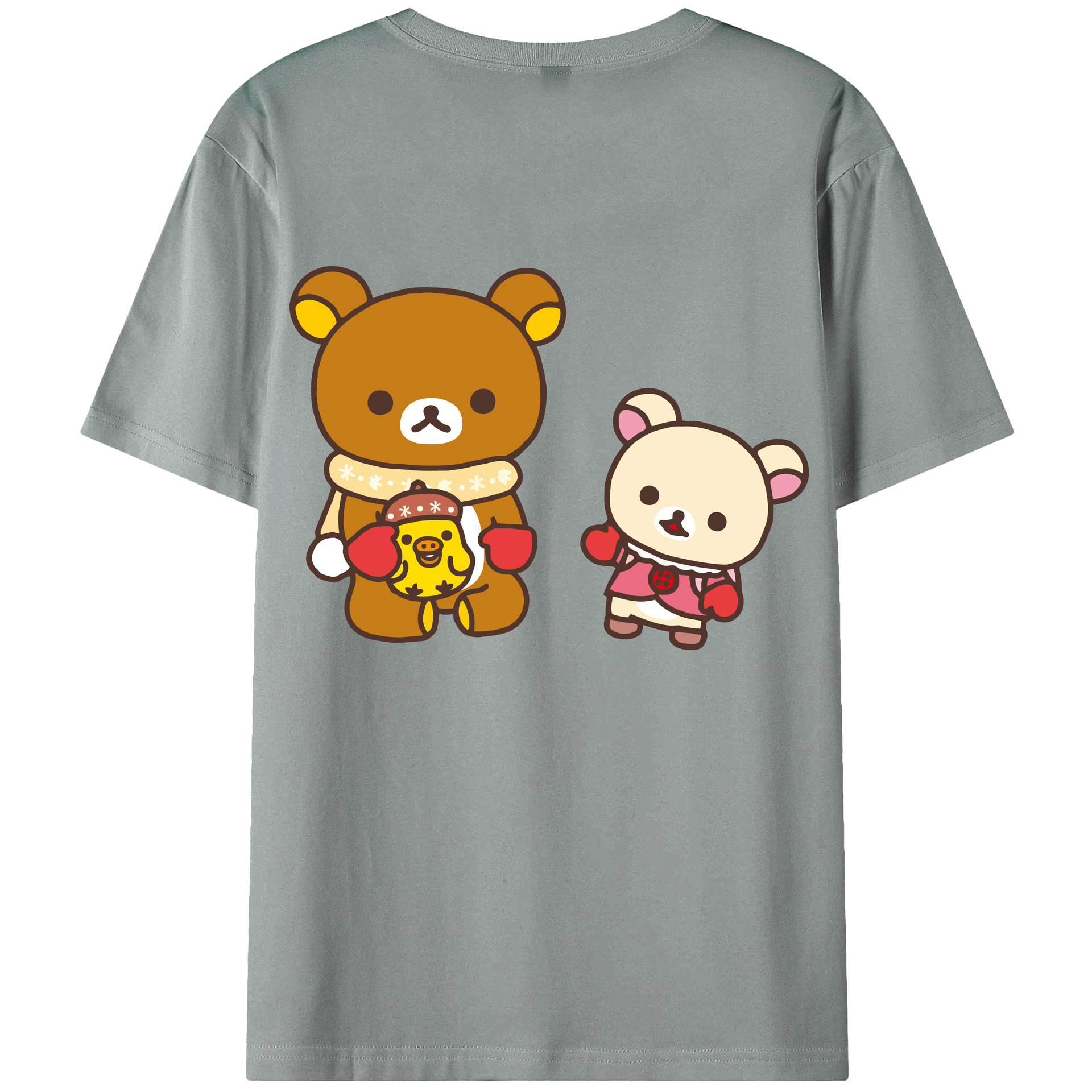 （画像用） リラックマ リラックマ キイロイトリ Rilakkuma Korilakkuma Kiiroitori 綿100％ メンズ半袖Tシャツ（バックプリント） 通気性